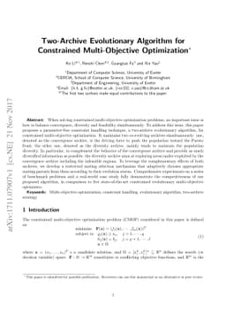 Two-Archive Evolutionary Algorithm for Constrained Multi-Objective
  Optimization