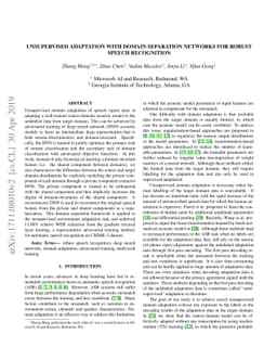 Unsupervised Adaptation with Domain Separation Networks for Robust
  Speech Recognition