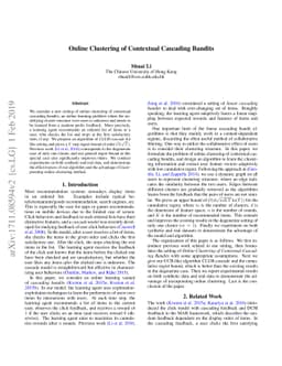 Online Clustering of Contextual Cascading Bandits