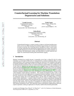 Counterfactual Learning for Machine Translation: Degeneracies and
  Solutions