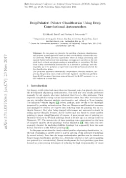 DeepPainter: Painter Classification Using Deep Convolutional
  Autoencoders