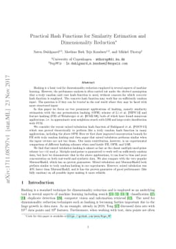 Practical Hash Functions for Similarity Estimation and Dimensionality
  Reduction