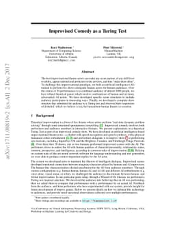 Improvised Comedy as a Turing Test