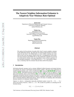 The Nearest Neighbor Information Estimator is Adaptively Near Minimax
  Rate-Optimal