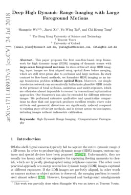 Deep High Dynamic Range Imaging with Large Foreground Motions