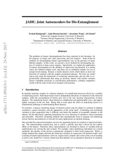 JADE: Joint Autoencoders for Dis-Entanglement