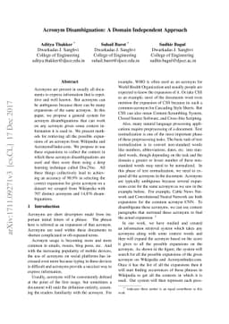 Acronym Disambiguation: A Domain Independent Approach