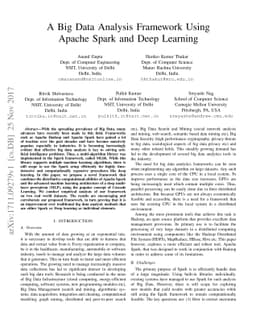 A Big Data Analysis Framework Using Apache Spark and Deep Learning
