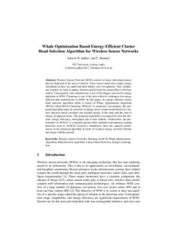 Whale Optimization Based Energy-Efficient Cluster Head Selection
  Algorithm for Wireless Sensor Networks