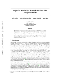 Improved Neural Text Attribute Transfer with Non-parallel Data