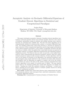 Asymptotic Analysis via Stochastic Differential Equations of Gradient
  Descent Algorithms in Statistical and Computational Paradigms