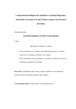 Computational intelligence for qualitative coaching diagnostics:
  Automated assessment of tennis swings to improve performance and safety