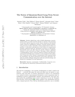 The Status of Quantum-Based Long-Term Secure Communication over the
  Internet