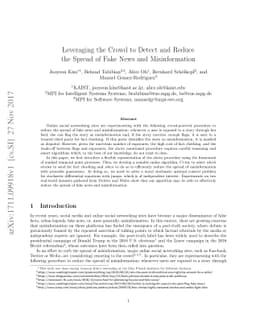 Leveraging the Crowd to Detect and Reduce the Spread of Fake News and
  Misinformation