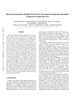 Recurrent Generative Adversarial Networks for Proximal Learning and
  Automated Compressive Image Recovery