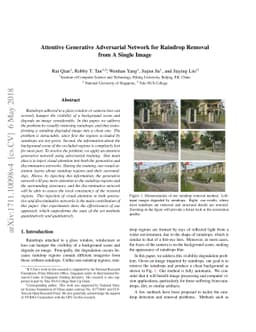 Attentive Generative Adversarial Network for Raindrop Removal from a
  Single Image