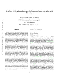 3D-A-Nets: 3D Deep Dense Descriptor for Volumetric Shapes with
  Adversarial Networks