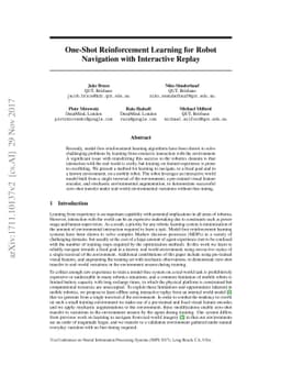One-Shot Reinforcement Learning for Robot Navigation with Interactive
  Replay