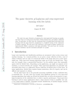 The game theoretic p-Laplacian and semi-supervised learning with few
  labels