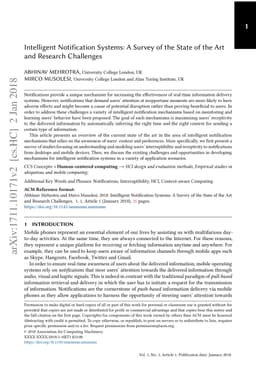 Intelligent Notification Systems: A Survey of the State of the Art and
  Research Challenges