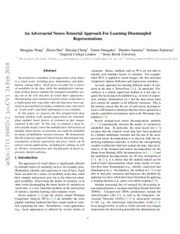 An Adversarial Neuro-Tensorial Approach For Learning Disentangled
  Representations