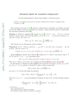 Detailed proof of Nazarov's inequality