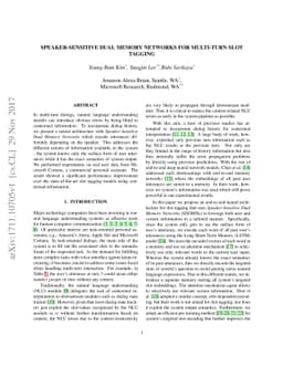 Speaker-Sensitive Dual Memory Networks for Multi-Turn Slot Tagging