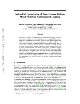 End-to-End Optimization of Task-Oriented Dialogue Model with Deep
  Reinforcement Learning
