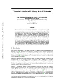 Transfer Learning with Binary Neural Networks