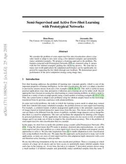 Semi-Supervised and Active Few-Shot Learning with Prototypical Networks