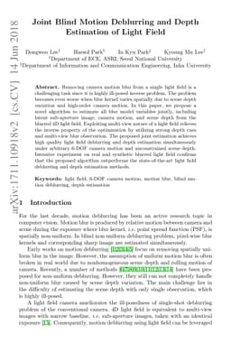 Joint Blind Motion Deblurring and Depth Estimation of Light Field