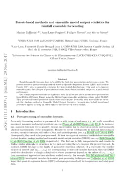 Forest-based methods and ensemble model output statistics for rainfall
  ensemble forecasting