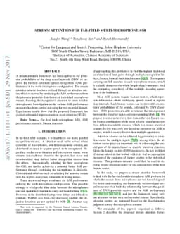 Stream Attention for far-field multi-microphone ASR