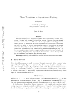 Phase Transitions in Approximate Ranking
