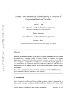 Monte Carlo Estimation of the Density of the Sum of Dependent Random
  Variables