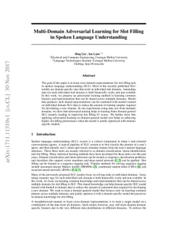 Multi-Domain Adversarial Learning for Slot Filling in Spoken Language
  Understanding