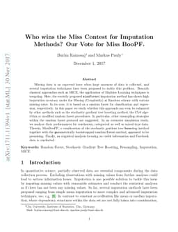 Who wins the Miss Contest for Imputation Methods? Our Vote for Miss
  BooPF
