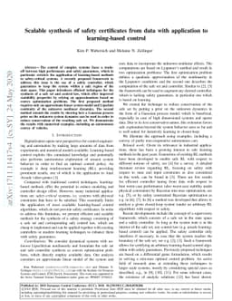 Scalable synthesis of safety certificates from data with application to
  learning-based control
