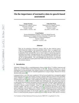 On the importance of normative data in speech-based assessment
