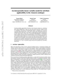 An interpretable latent variable model for attribute applicability in
  the Amazon catalogue
