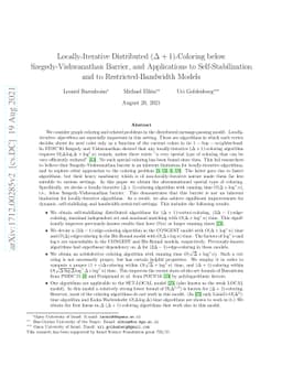 Locally-Iterative Distributed (Delta + 1)-Coloring below
  Szegedy-Vishwanathan Barrier, and Applications to Self-Stabilization and to
  Restricted-Bandwidth Models
