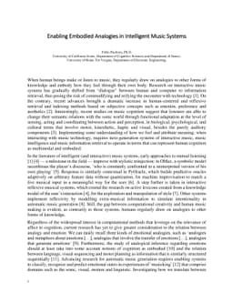 Enabling Embodied Analogies in Intelligent Music Systems