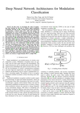 Deep Neural Network Architectures for Modulation Classification