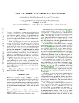 Visual Features for Context-Aware Speech Recognition