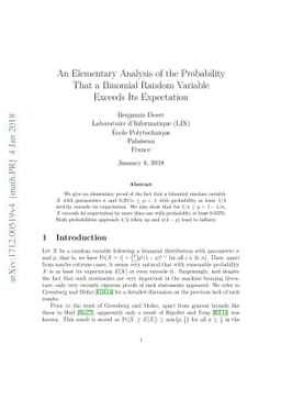 An Elementary Analysis of the Probability That a Binomial Random
  Variable Exceeds Its Expectation