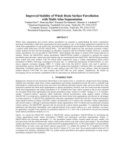 Improved Stability of Whole Brain Surface Parcellation with Multi-Atlas
  Segmentation