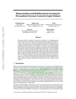 Representation and Reinforcement Learning for Personalized Glycemic
  Control in Septic Patients