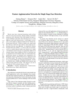 Feature Agglomeration Networks for Single Stage Face Detection