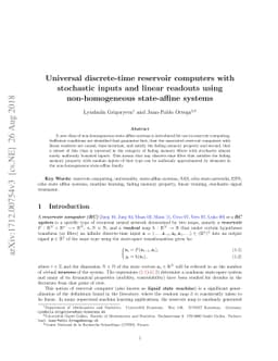 Universal discrete-time reservoir computers with stochastic inputs and
  linear readouts using non-homogeneous state-affine systems