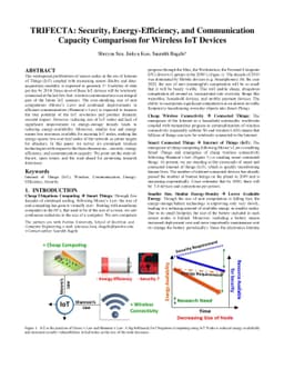 TRIFECTA: Security, Energy-Efficiency, and Communication Capacity
  Comparison for Wireless IoT Devices